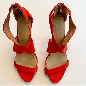 Red Sueded Cross Heels